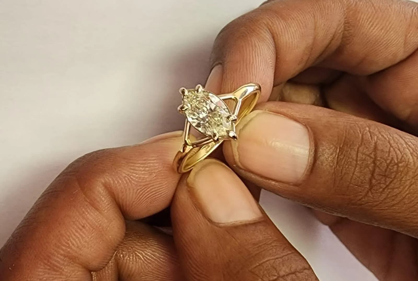 Yellow Gold Marquise Diamond Ring, Marquise Diamond Ring UK