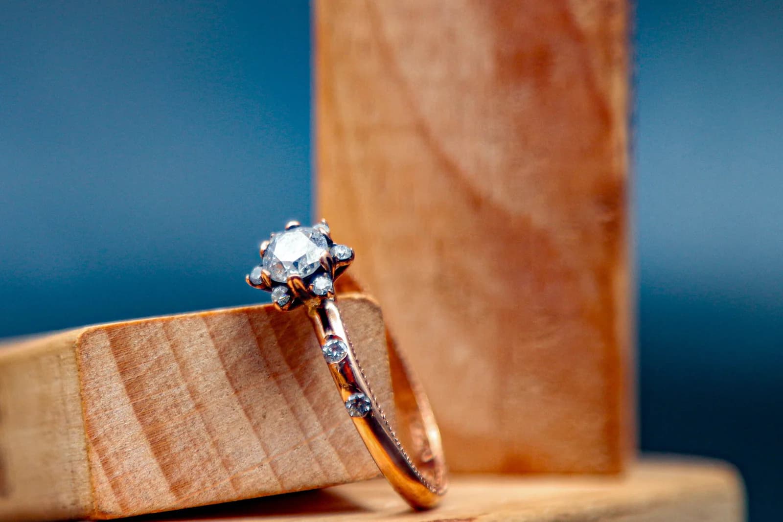 Rose Gold Diamond Ring, Diamond Ring 9ct Gold