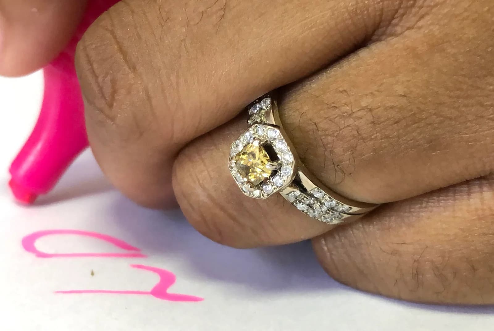 Fancy Greenish-Brown Diamond Ring