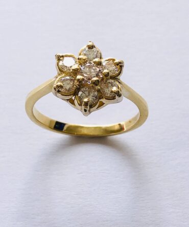 Yellow Gold Flower Diamond Ring