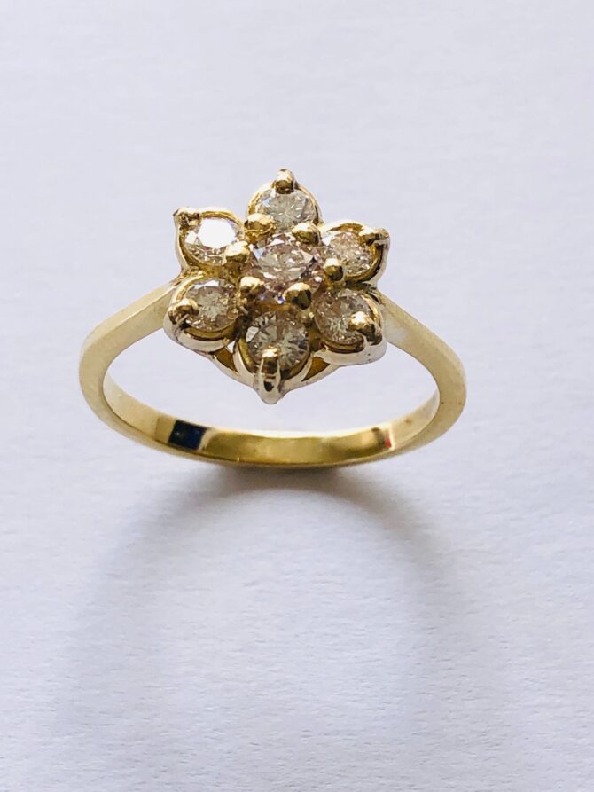 Yellow Gold Flower Diamond Ring