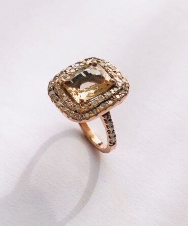 Cushion Morganite & Diamond Ring