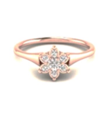 Rose Gold Flower  Diamond Ring