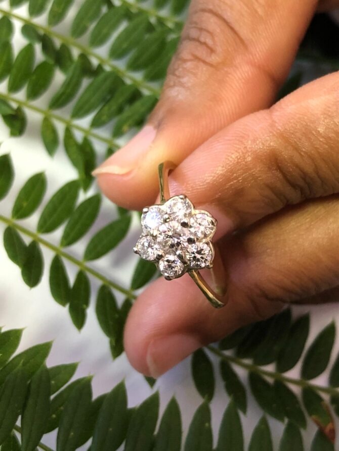 Yellow Gold Flower Diamond Ring