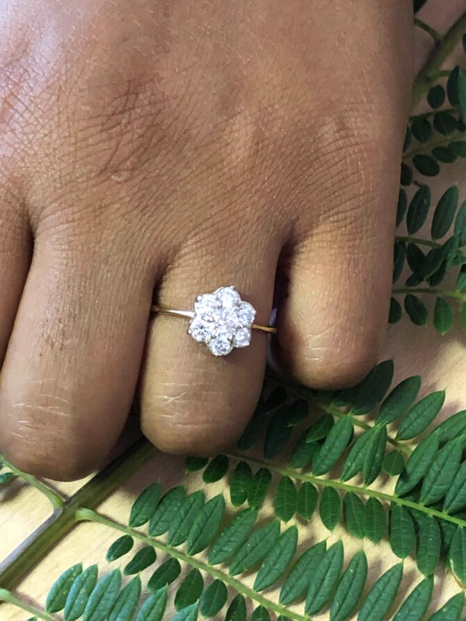 Yellow Gold Flower Diamond Ring
