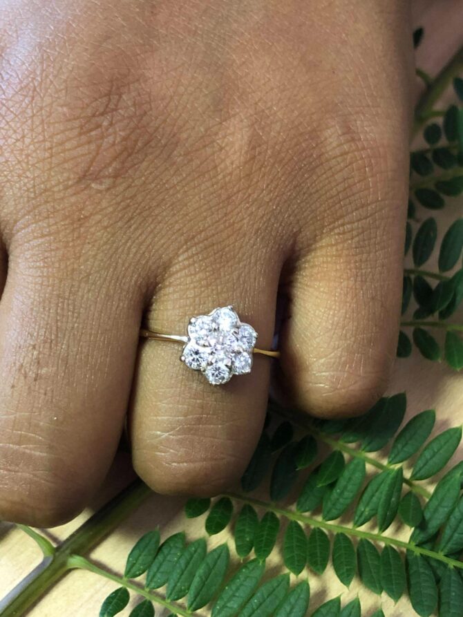 Yellow Gold Flower Diamond Ring