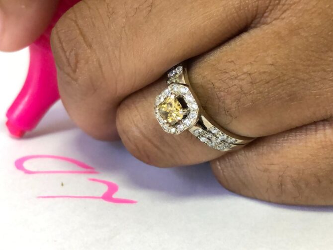 Fancy Greenish-Brown Diamond Ring